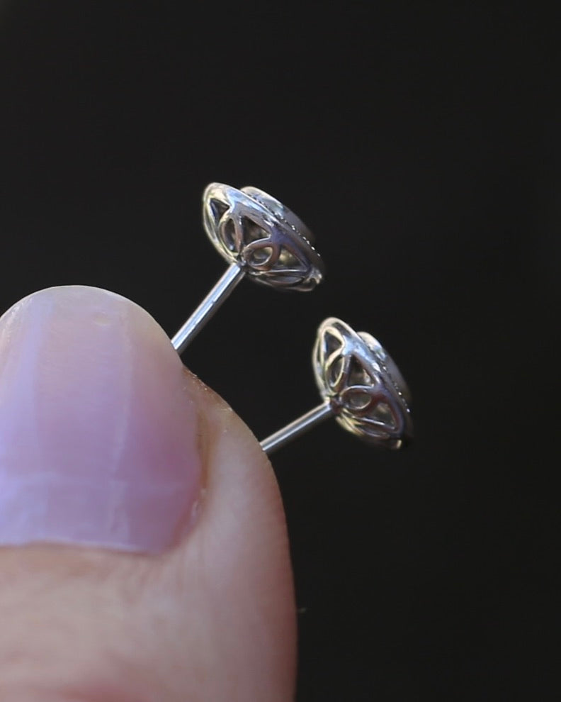 Natural Diamond Cluster Target Studs, 9ct White Gold, 7.5mm wide, 1.38g
