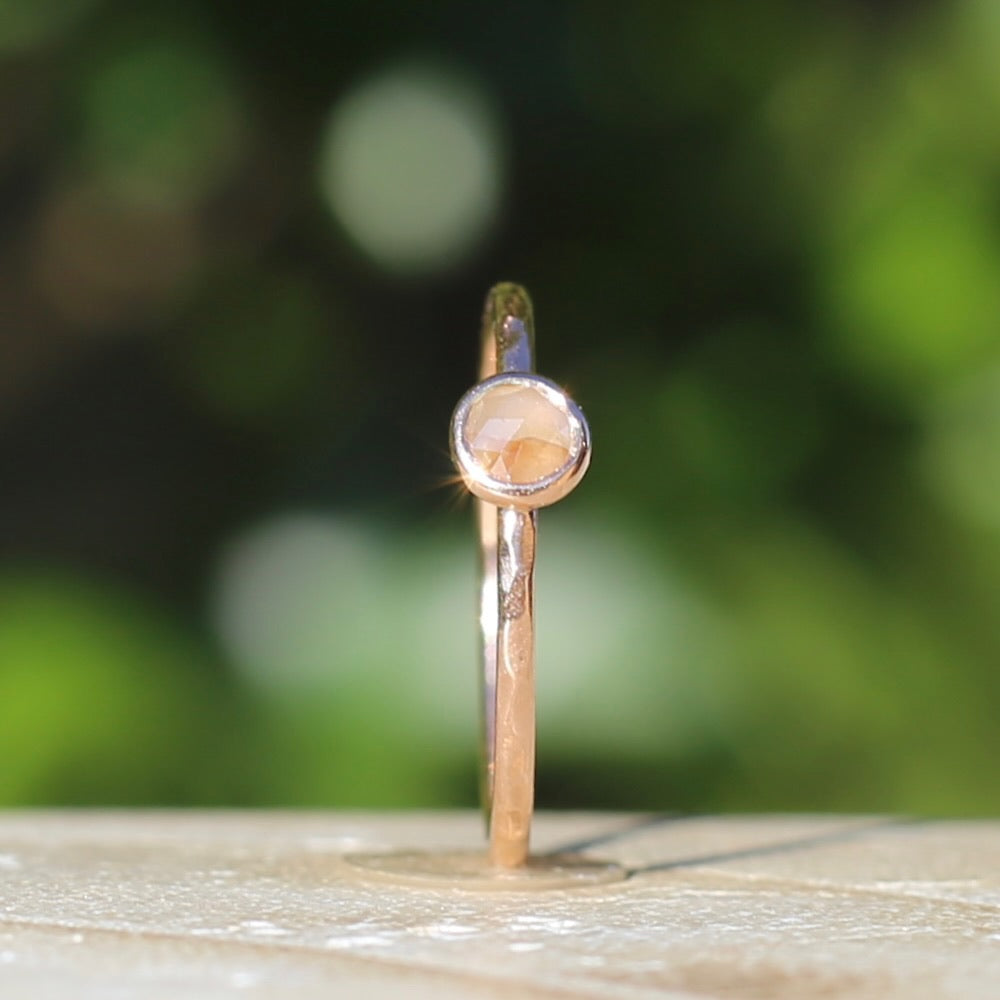 Rose Cut Champagne Diamond Ring, 14ct Rose Gold, size 6 or L1/2