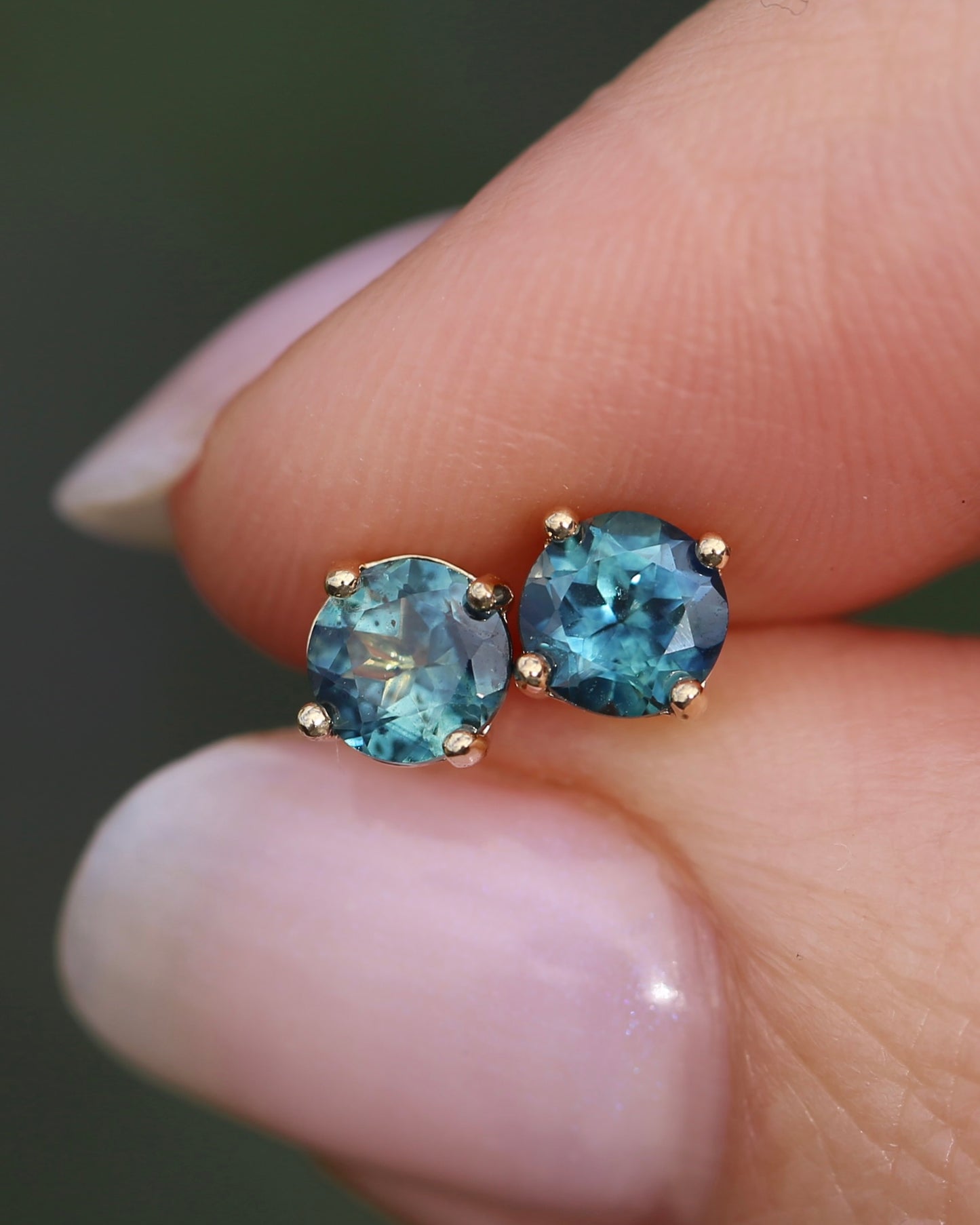 1.2ct Parti Sapphire Studs, 9ct Yellow Gold, 0.76g