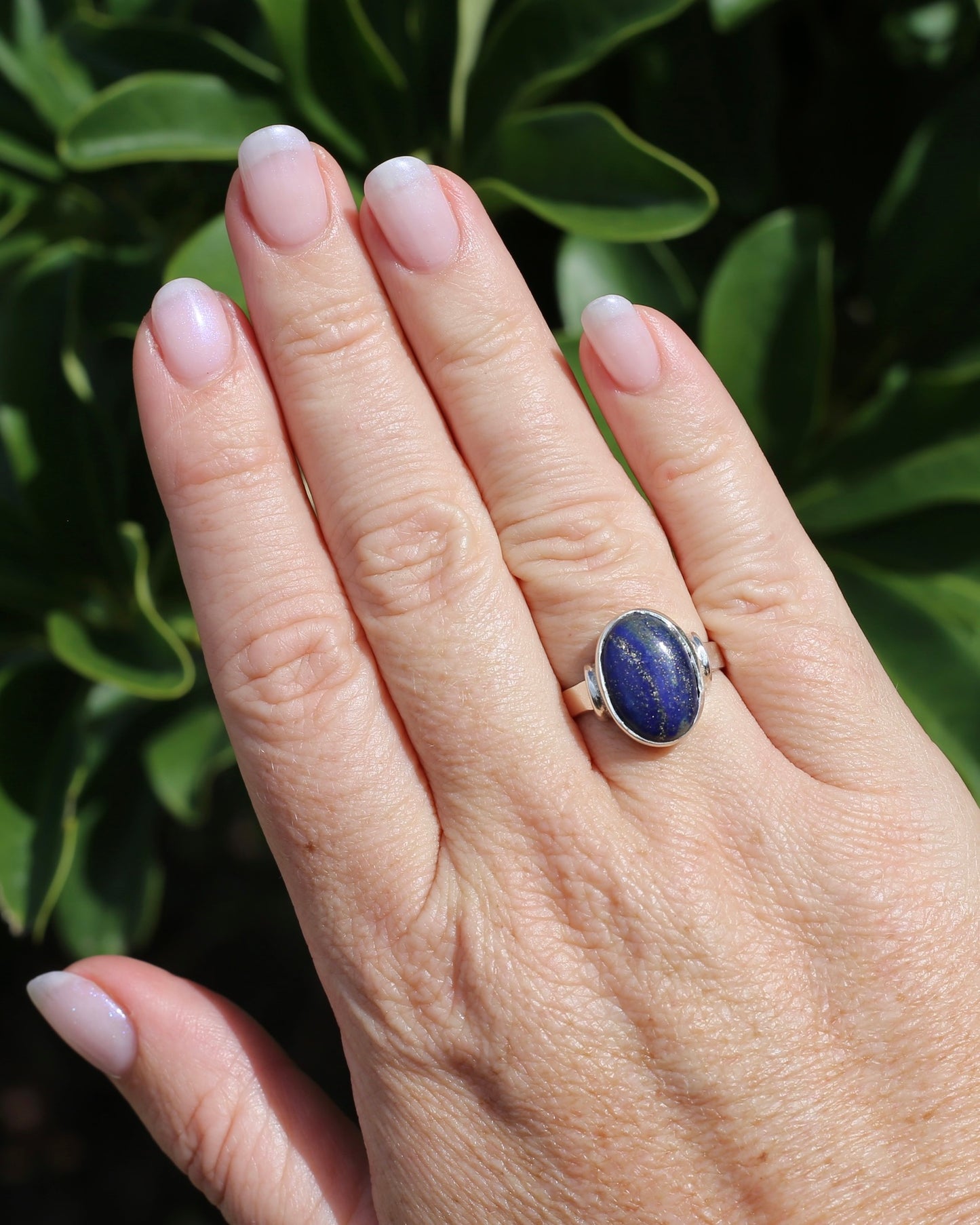 Lapis Cabochon in Silver Bezel Setting, Sterling Silver, size P1/2 or just under 8, 4.9g